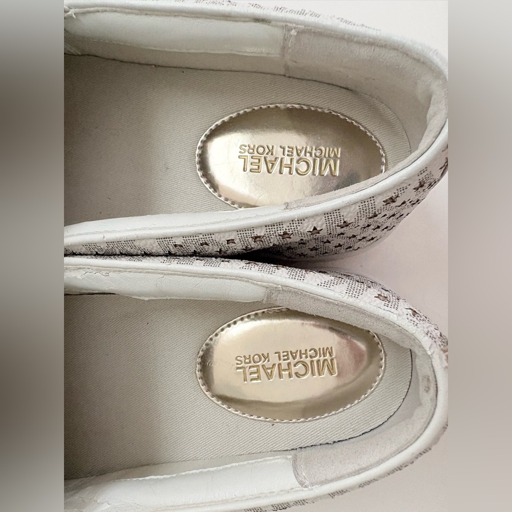 Michael Kors Women's Gold and White Slip-On Sneakers in size 8 - Picture 16 of 16